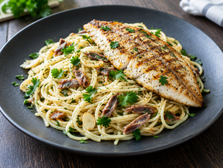 Ansjovis spaghetti en tilapia