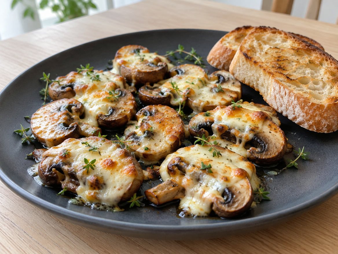 Champignons met gesmolten mozzarella