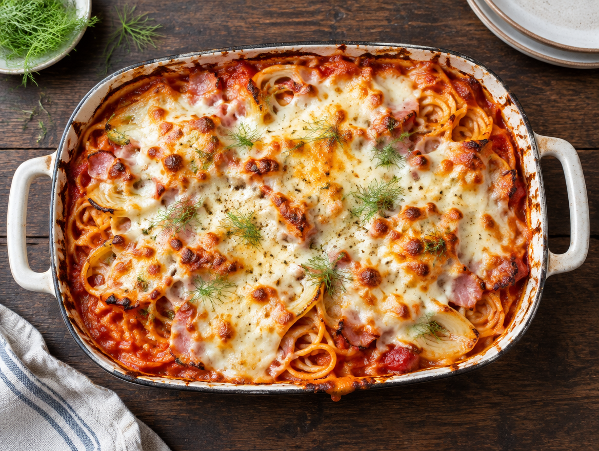 Gegratineerde spaghettischotel