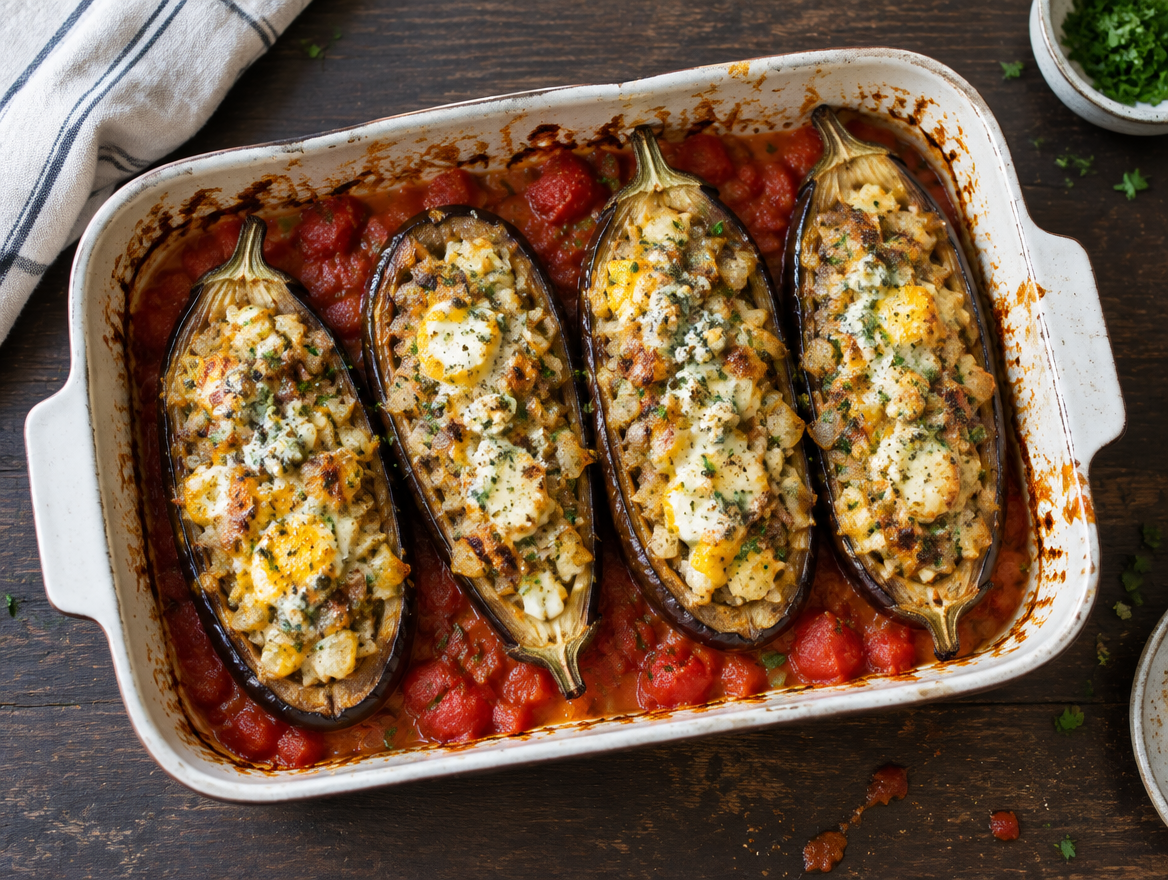 Gevulde aubergines uit de oven