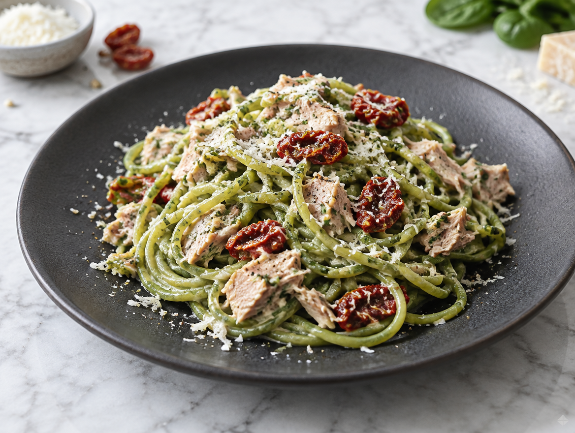 Spaghetti met gedroogde tomaat en tonijn