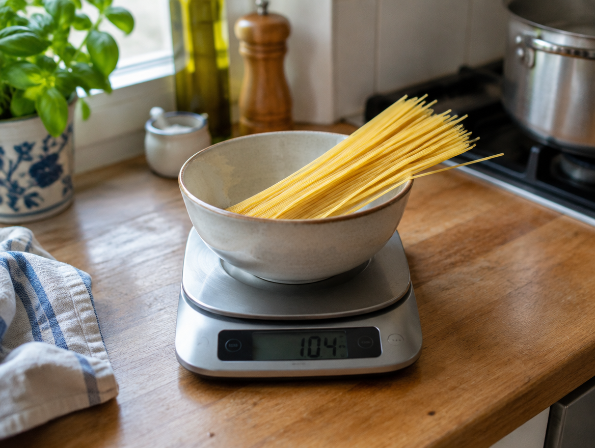 Reken op honderd gram pasta per persoon