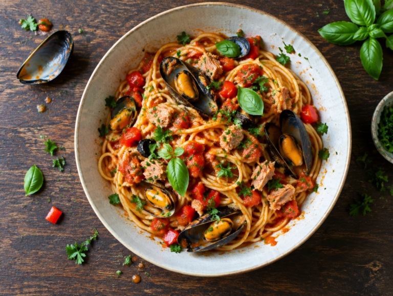 Spaghetti met Mosselen en Tonijn