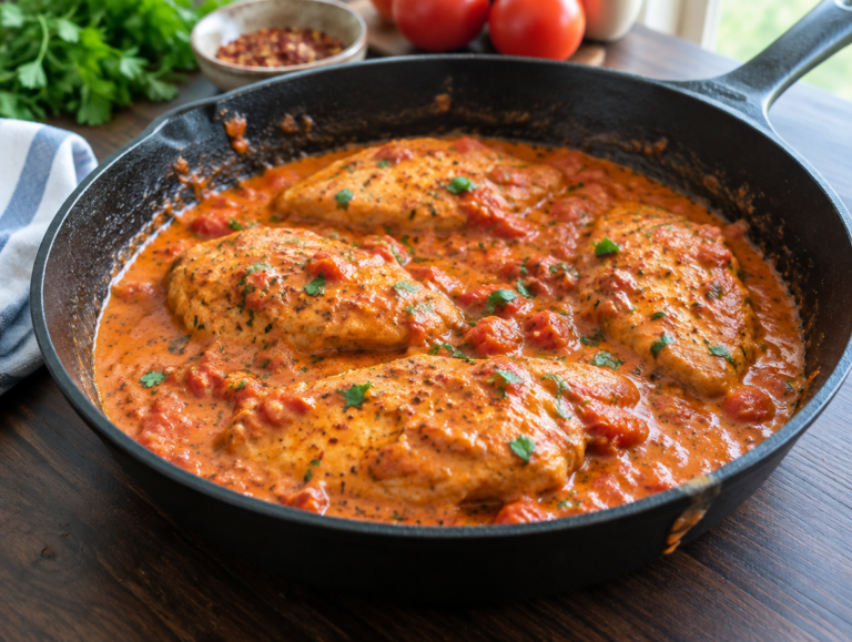 Kip in tomaten saus
