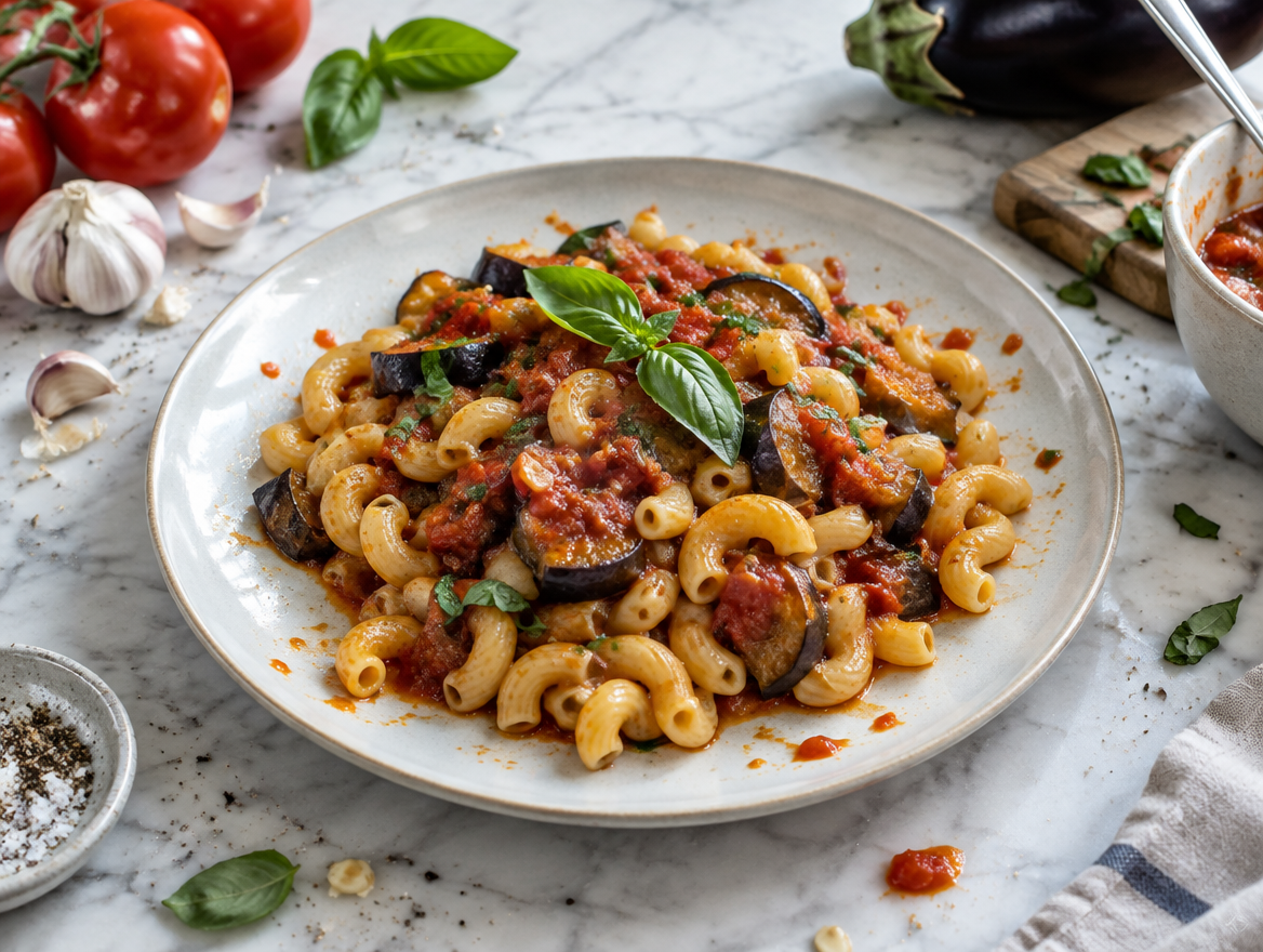 macaroni met auberginesaus