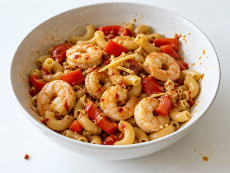 Macaroni met garnalen en knoflook