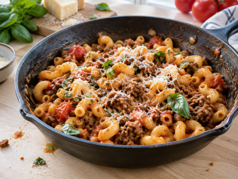 Macaroni met gehakt en tomaten