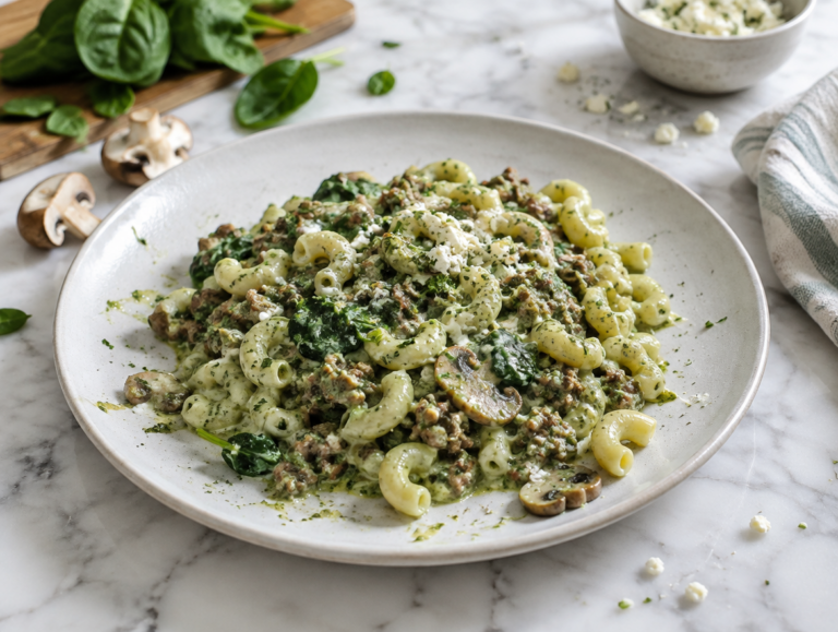Macaroni met ‘groene’ saus