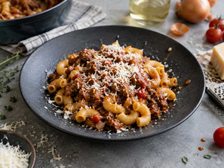 Macaroni met lamsragoût