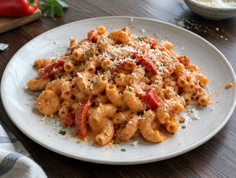 Macaroni in paprika-roomsaus
