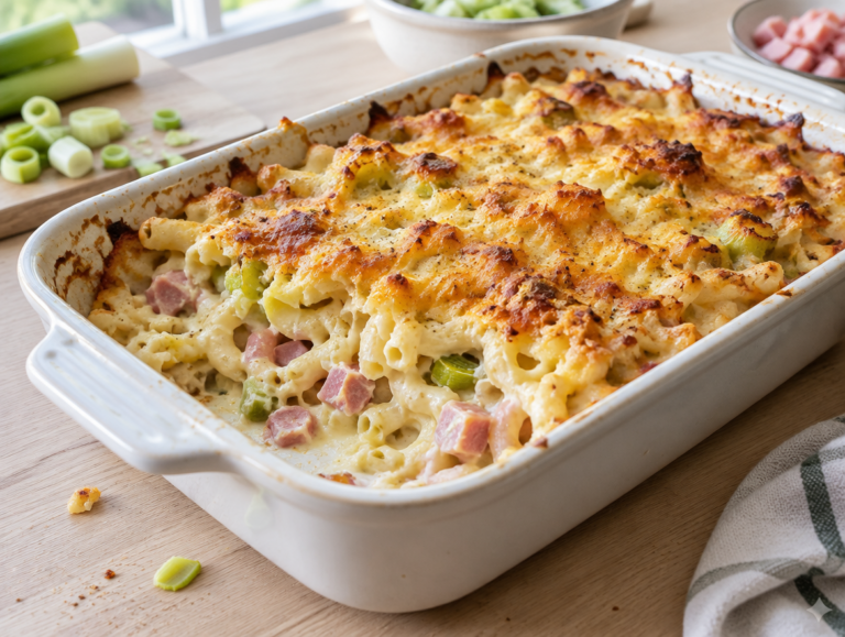 Macaroni met prei