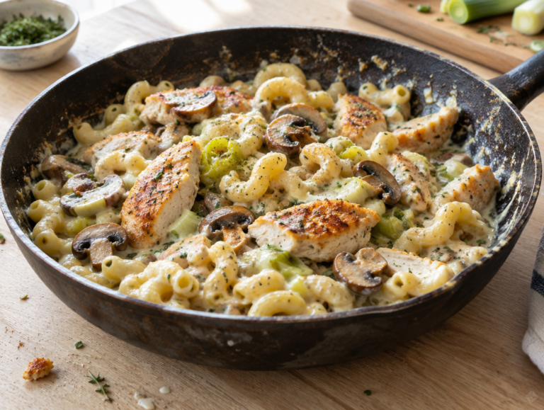 Macaroni met roomkaas en kipfilet