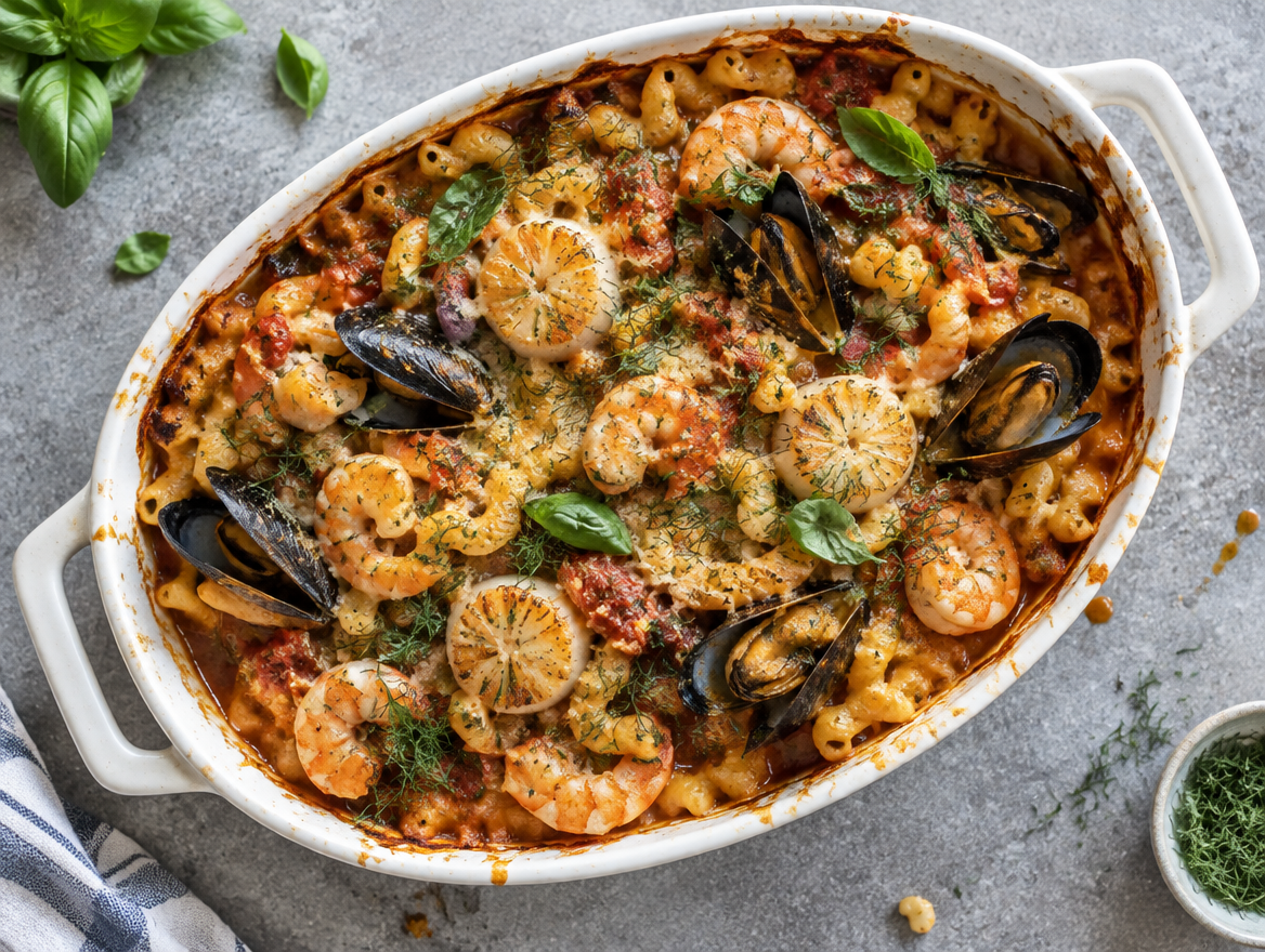 Macaroni met schelpdieren