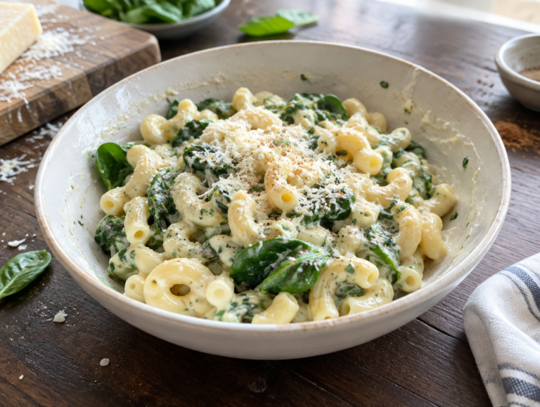 Macaroni met spinazie