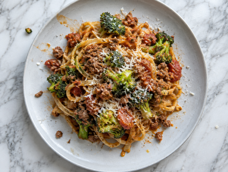 Macaroni met tartaar en broccoli