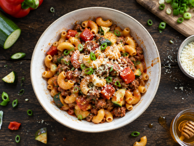 Macaroni tomaat en honing