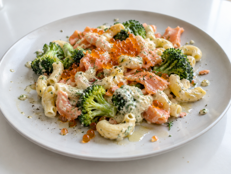 Macaroni met zalm en broccoli
