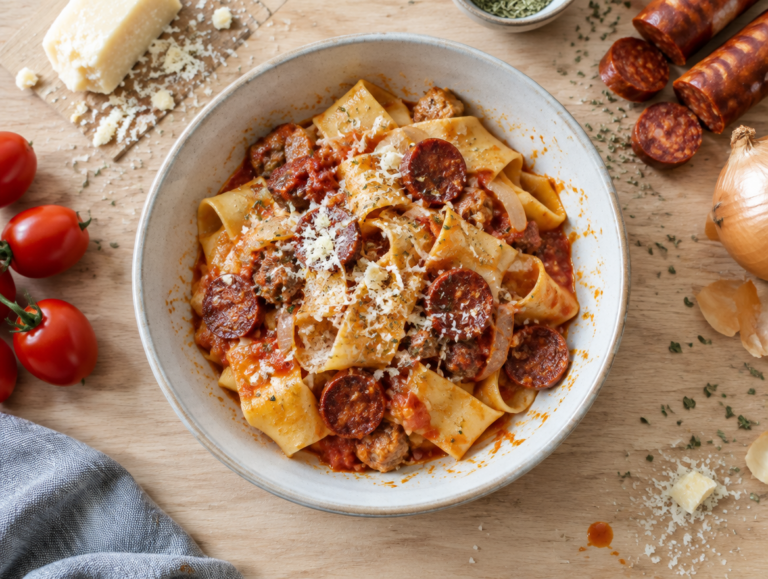 Pappardelle met chorizo