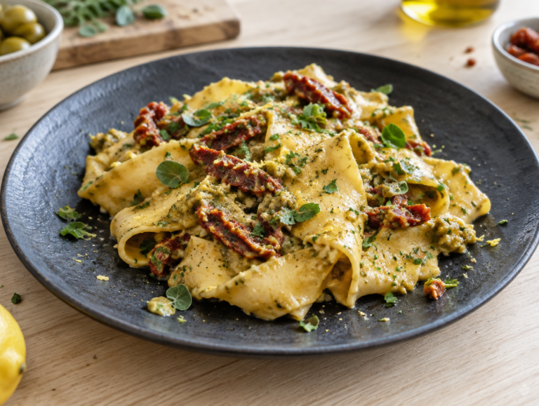 Pappardelle met olijven-peterseliesaus