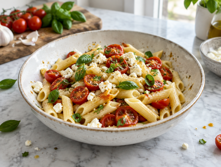 Pasta met feta en kerstomaatjes