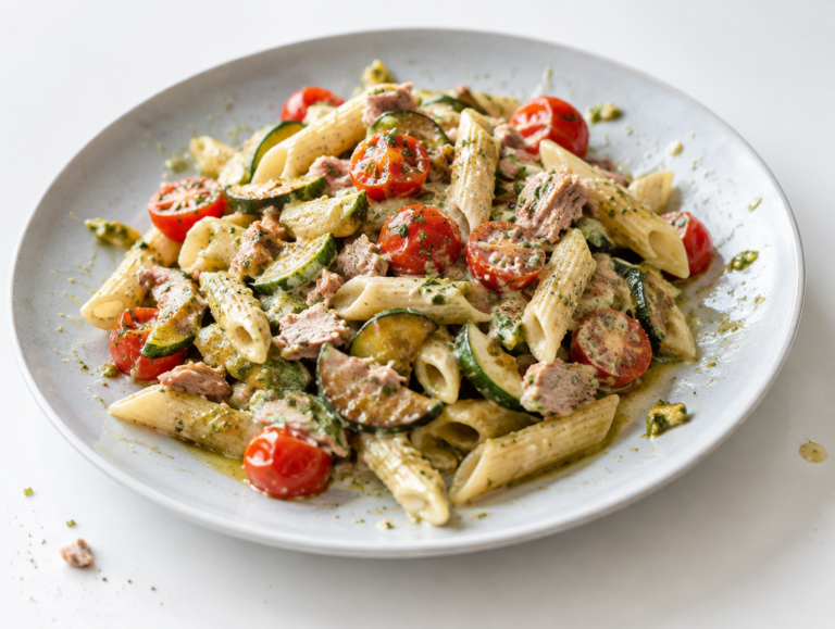Pasta pesto met tonijn