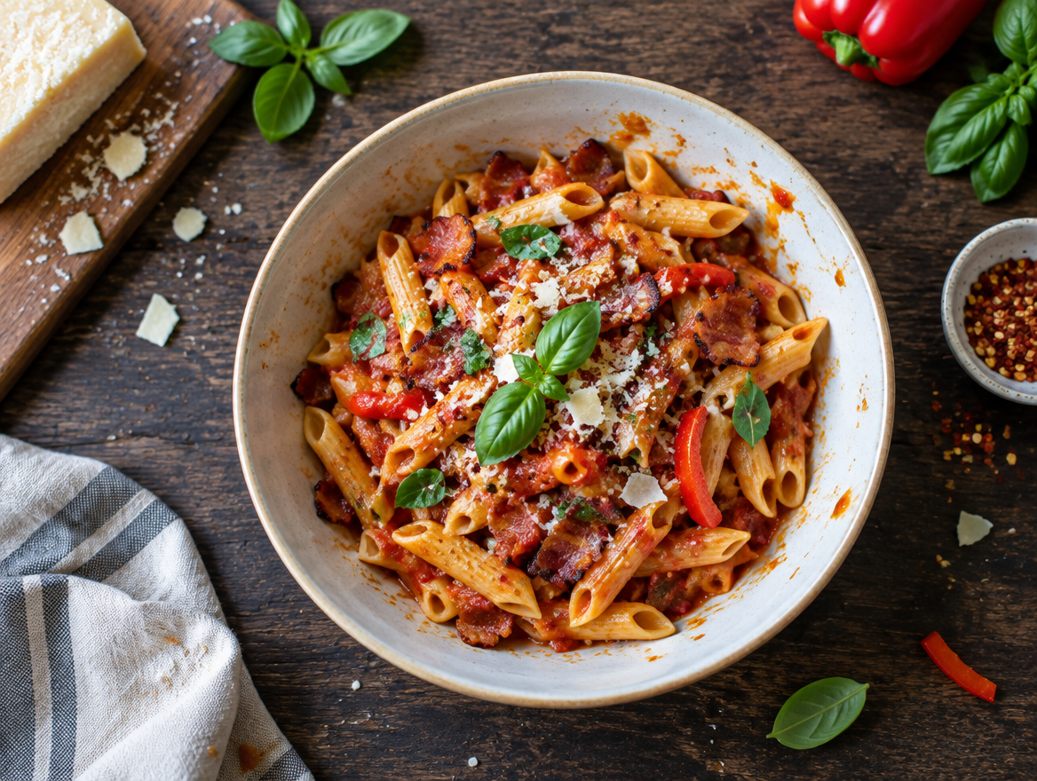 Pasta met pittige tomatensaus