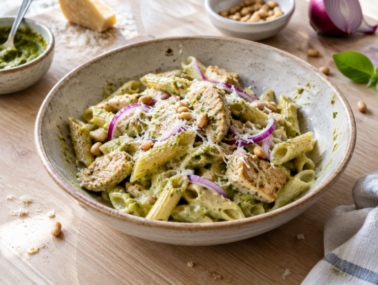 Pasta roompesto met kip