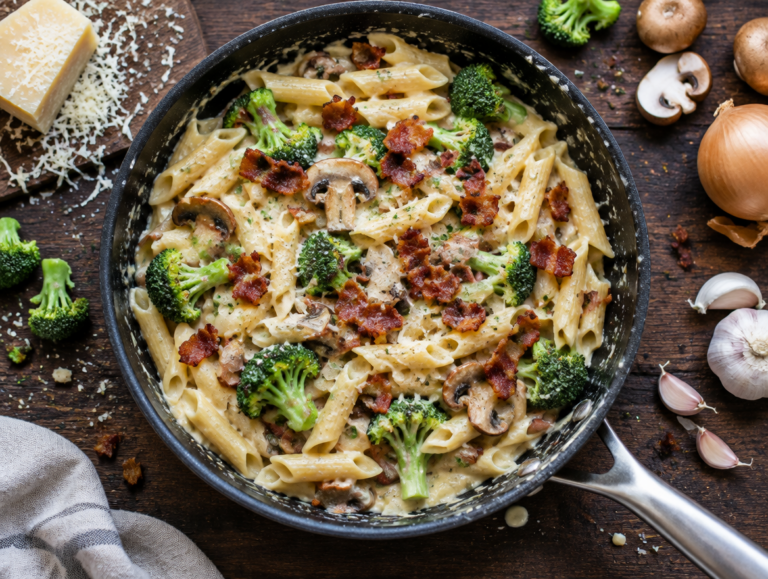 pasta met spek en broccoli