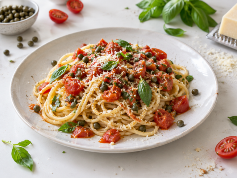 Pasta met tomaat-basilicum-kappertjessaus