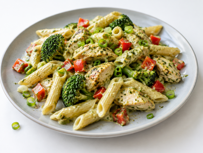Pastasalade met kip en pesto