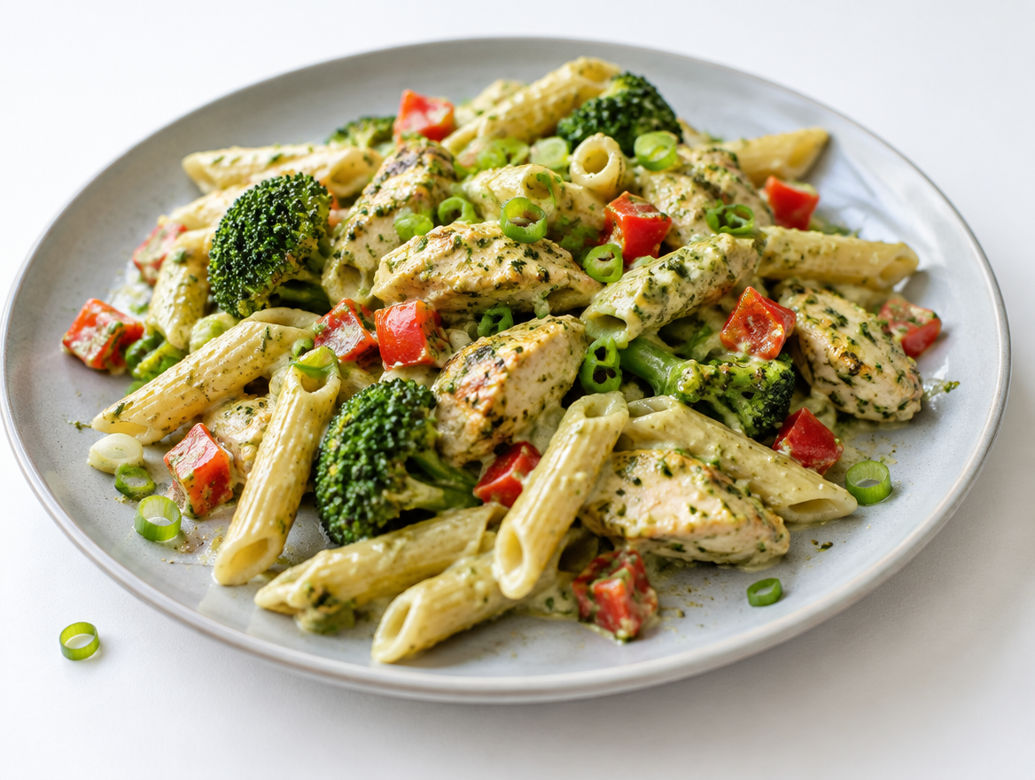 Pastasalade met kip en pesto