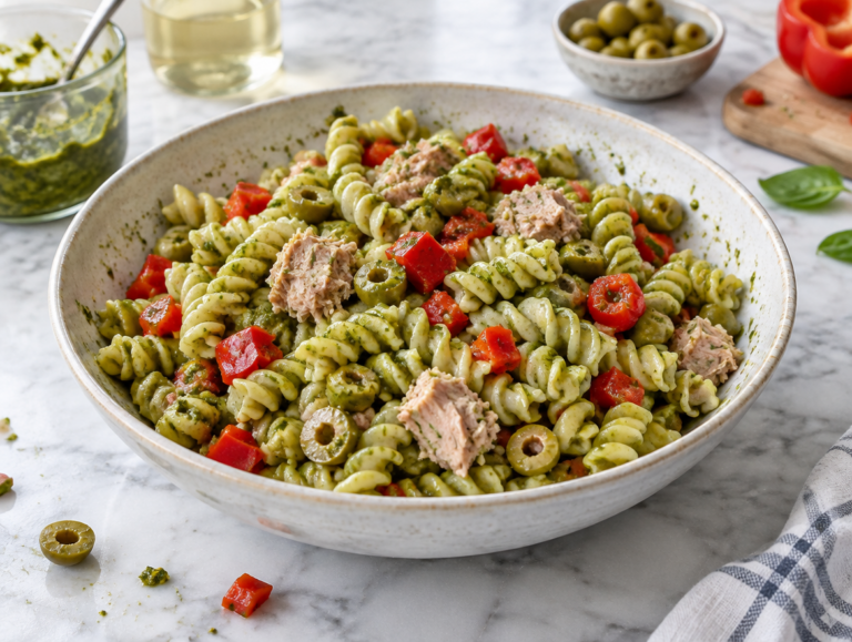 Pastasalade met pesto en tonijn