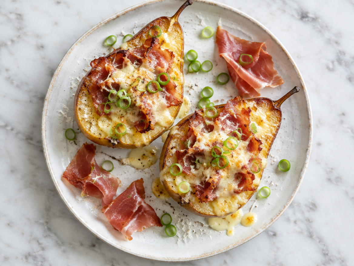 Peer met parmezaan en parmaham