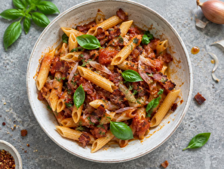 Penne met basilicum