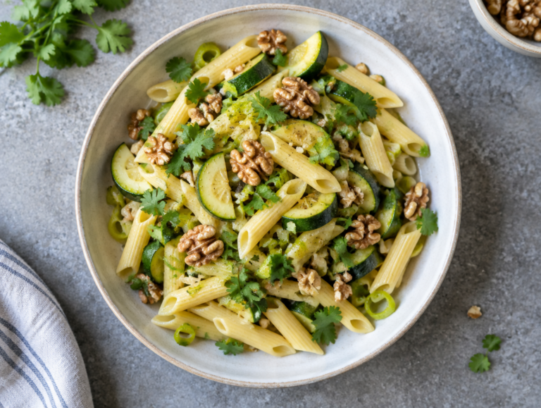 Penne met courgettes en walnoten
