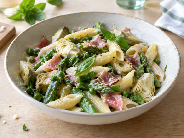 Penne met gemengde groene groenten