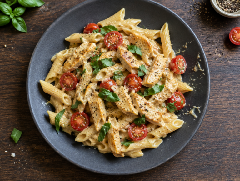 Penne met romige peper en kipfilet
