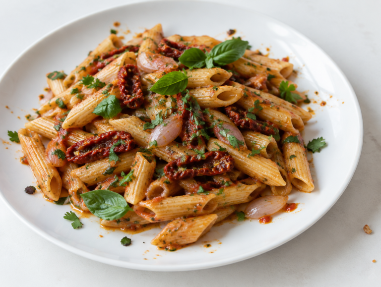 Penne met saus van zongedroogde tomaten