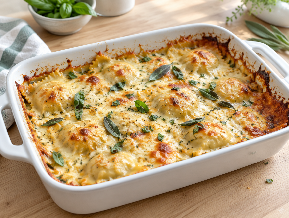Ravioli met basilicum en salie