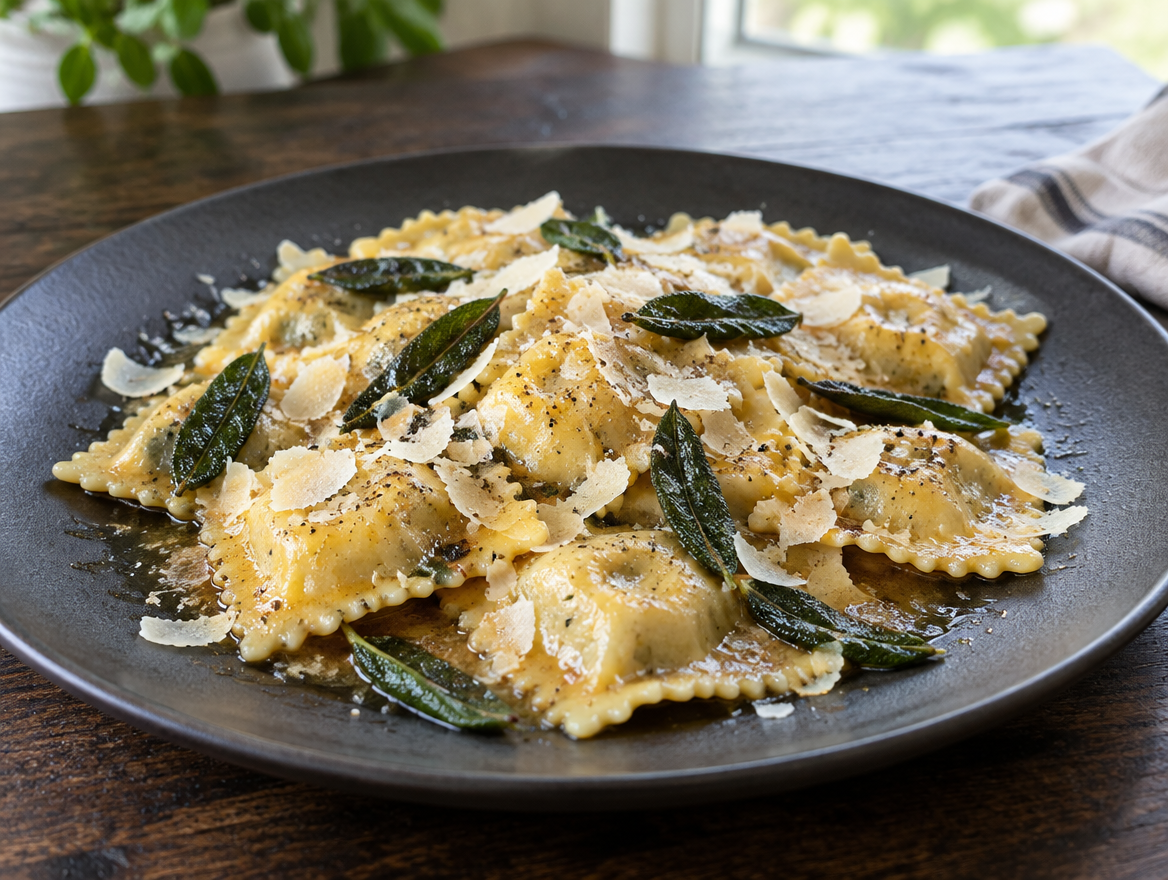 Ravioli met salie en parmezaanse kaas
