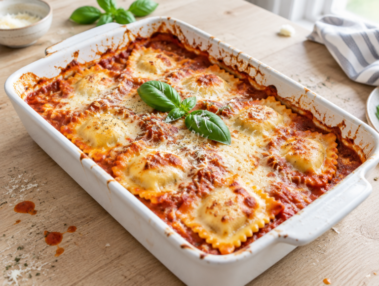 Ravioli met tomaten kaassaus