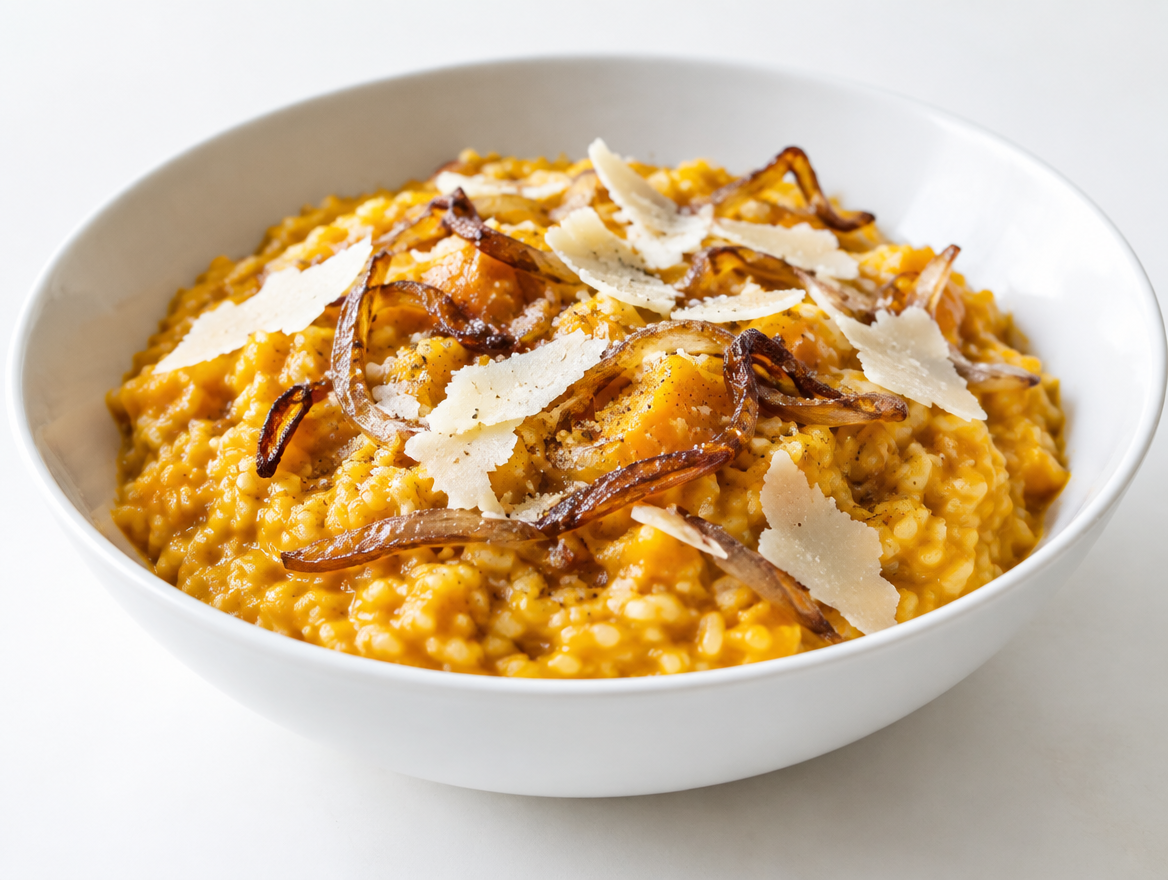 Risotto met pompoen en knoflook