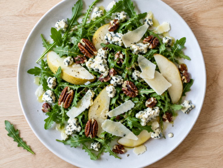 Rucola met peer en gorgonzola
