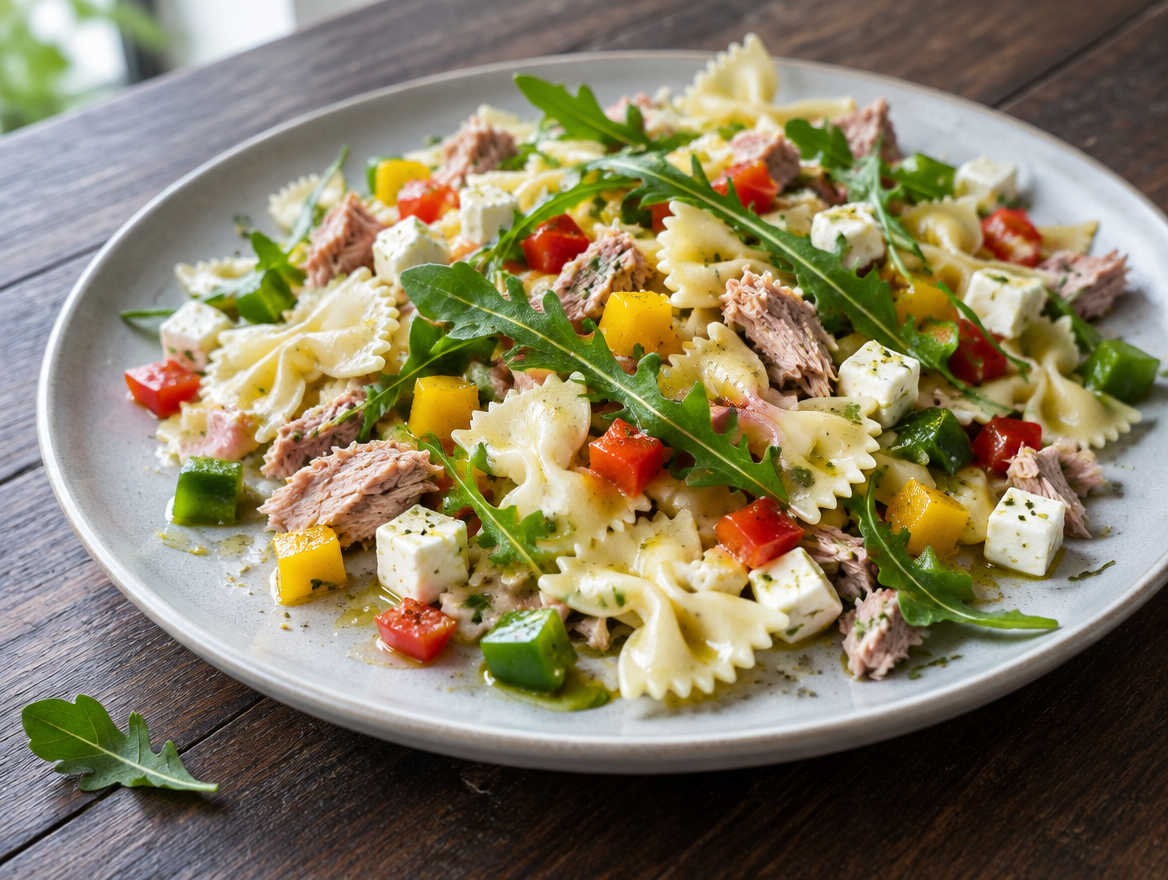 Salade di Bruggi met tonijn, paprika en rucola