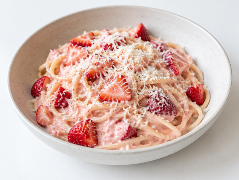 Spaghetti met aardbeien