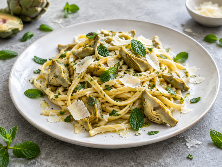 Spaghetti alla chitarra con carciofi
