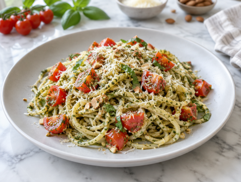 Spaghetti met amandel pesto