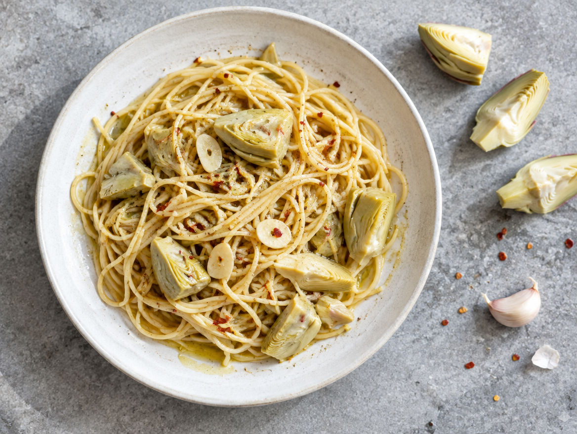 Gezond pasta recept: Spaghetti met artisjokhartjes