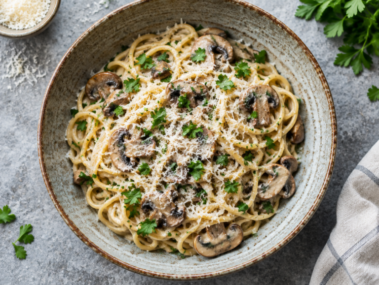Spaghetti met champignonsaus