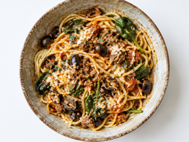 Spaghetti con spinaci
